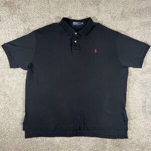 Polo Ralph Lauren XXL Black‎ Short Sleeve Polo Shirt Red Pony Classic Fit Mens